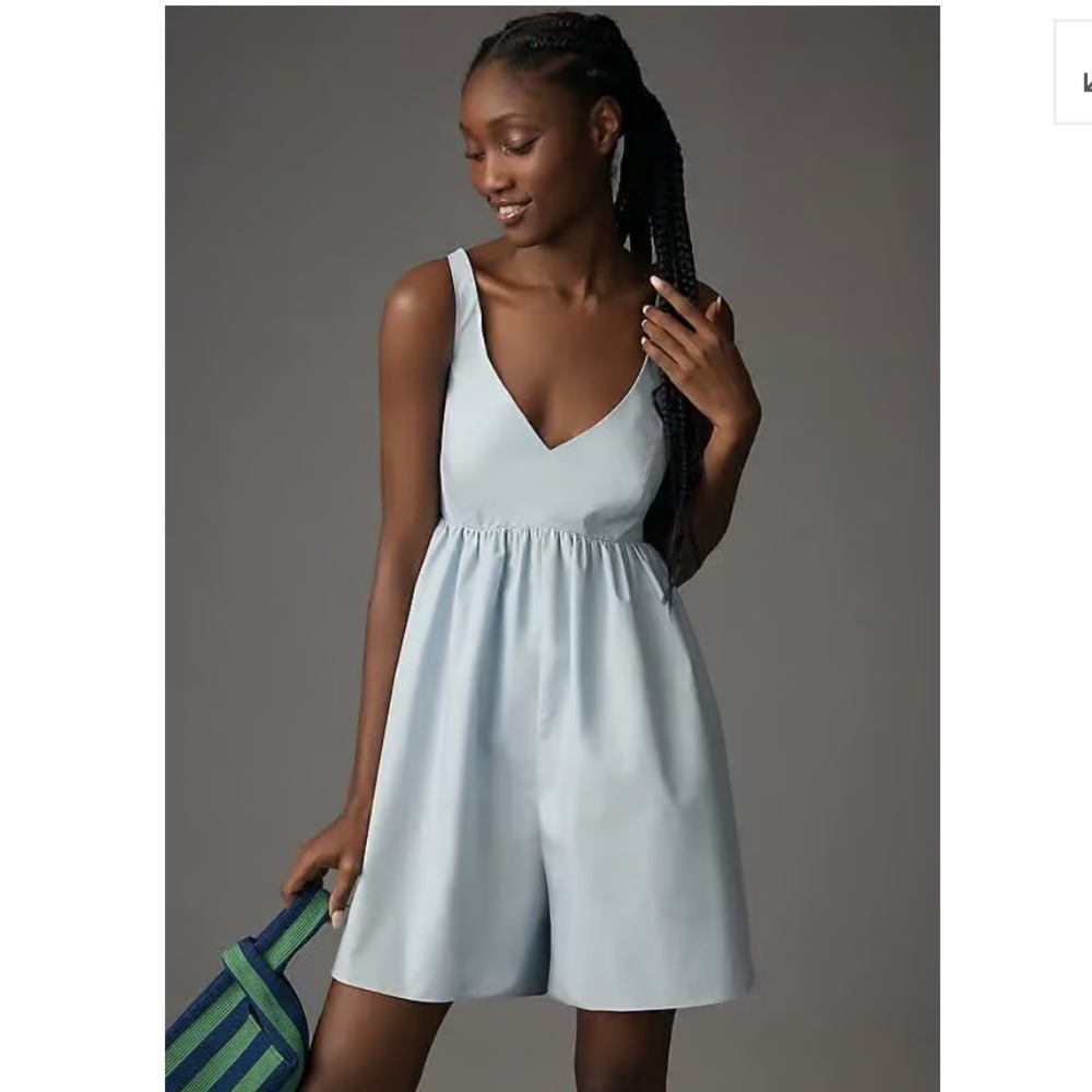 Anthropologie Mare Mare Sleeveless V-Neck Romper - Small / Sky Blue